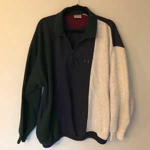Vintage Bugle Boy Color-Block Half-Zip Sweater